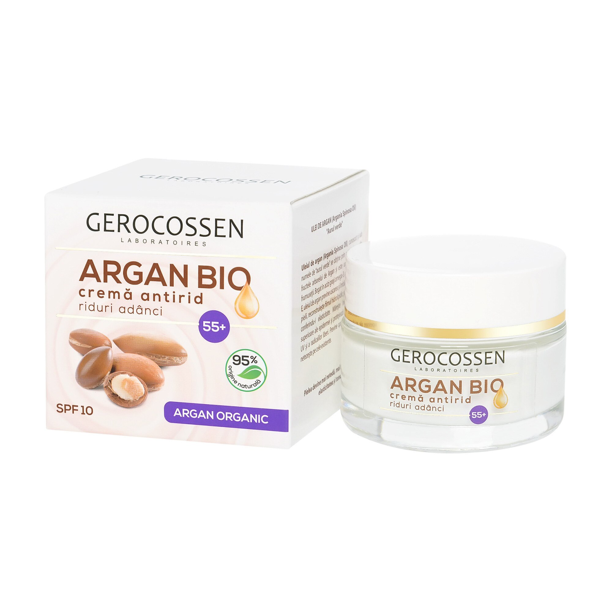 Crema Riduri Adanci 55+ Gerocossen Argan Bio cu ulei de argan organic, Q10 si Homeostatine, 50 ml