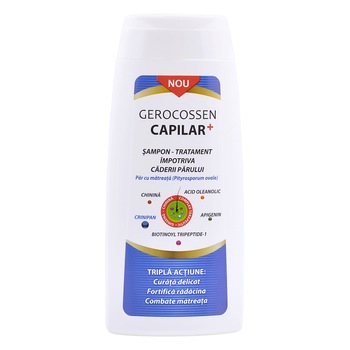 Sampon tratament impotriva caderii parului Gerocossen Capilar+, pentru par cu matreata, 275 ml Sampon tratament impotriva caderii parului Gerocossen Capilar+, pentru par cu matreata, 275 ml