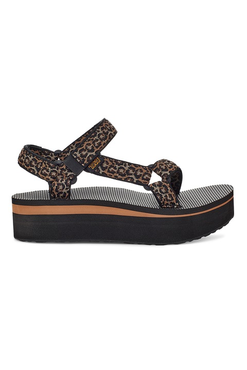 Teva, Sandale flatform cu animal print Universal, Maro camel, 9