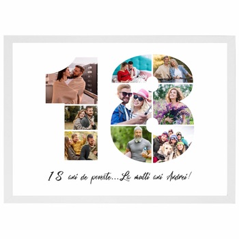 Tablou personalizat, fotografie si text, din lemn, Priti Global, cadou aniversare 18 ani, Alb, A3, 30 x 42 Tablou personalizat, fotografie si text, din lemn, Priti Global, cadou aniversare 18 ani, Alb, A3, 30 x 42