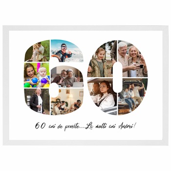 Tablou personalizat, fotografie si text, din lemn, Priti Global, cadou aniversare 60 ani, Alb, A3, 30 x 42 Tablou personalizat, fotografie si text, din lemn, Priti Global, cadou aniversare 60 ani, Alb, A3, 30 x 42