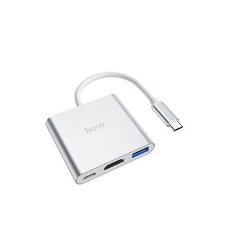 Hub Multifunctional Hoco Type-c 3 In 1, 1 X 3.0 / 1 X Hdmi / 1 X Pd 67w, Aluminiu Hub Multifunctional Hoco Type-c 3 In 1, 1 X 3.0 / 1 X Hdmi / 1 X Pd 67w, Aluminiu