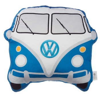 Perna decorativa albastra Volkswagen VW T1, poliester, 28x29 cm