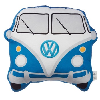 Perna decorativa albastra Volkswagen VW T1, poliester, 28x29 cm Perna decorativa albastra Volkswagen VW T1, poliester, 28x29 cm