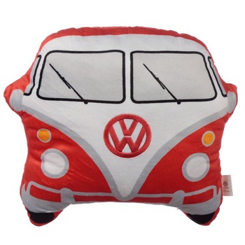 Perna decorativa rosie Volkswagen VW T1, poliester, 28x29 cm Perna decorativa rosie Volkswagen VW T1, poliester, 28x29 cm