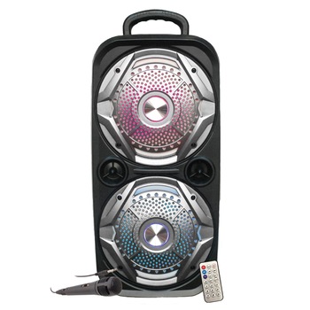 Boxa bluetooth portabila RIF REFCO ® RF-D808 , putere 100W , lumini disco, slot MicroSD, Radio FM , USB, AUX , slot pentru microfon karaoke , display LED, microfon si telecomanda incluse, negru Boxa bluetooth portabila RIF REFCO ® RF-D808 , putere 100W , lumini disco, slot MicroSD, Radio FM , USB, AUX , slot pentru microfon karaoke , display LED, microfon si telecomanda incluse, negru