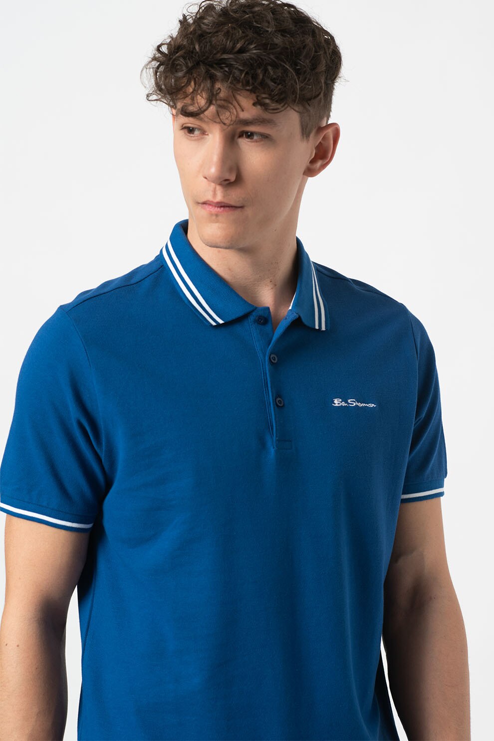 Ben Sherman, Tricou polo cu cusaturi contrastante, Albastru inchis