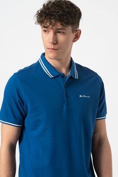 Ben Sherman, Tricou polo cu cusaturi contrastante, Albastru inchis Ben Sherman, Tricou polo cu cusaturi contrastante, Albastru inchis