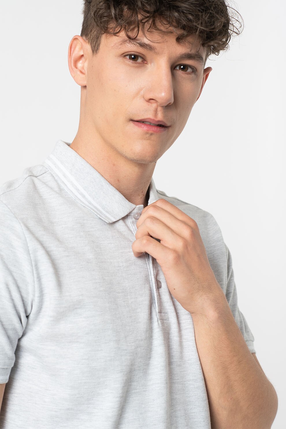 Ben Sherman, Tricou polo din bumbac, Gri melange