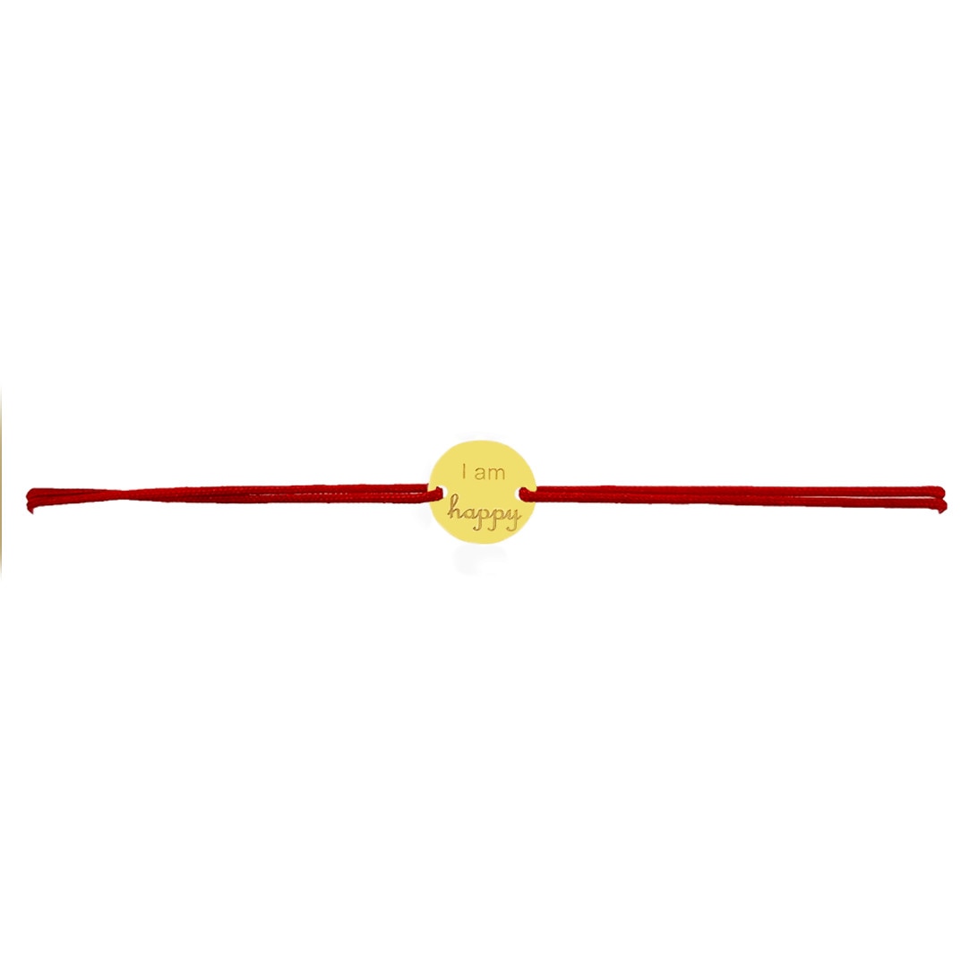 Bratara snur reglabil, Grata, I Am Happy, Aur 14k