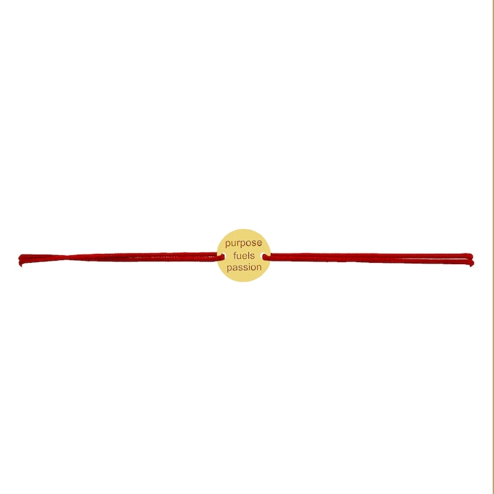 Bratara din aur masiv 14K, snur reglabil, Purpose Fuels Passion – bijuterie GRATA handmade Romania