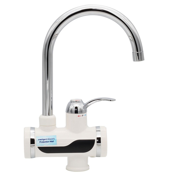 Mosdócsaptelep elektromos vízmelegítéssel, Smack, 1901, sárgaréz, magas cső, króm, 1/2 flex csatlakozás