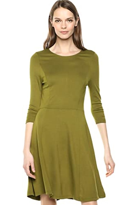 Дамска рокля Lark & ​​Ro, С 3/4 ръкави,, Зелен