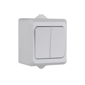 Intrerupator dublu,aparent 10A,250V,IP44,Smack Intrerupator dublu,aparent 10A,250V,IP44,Smack