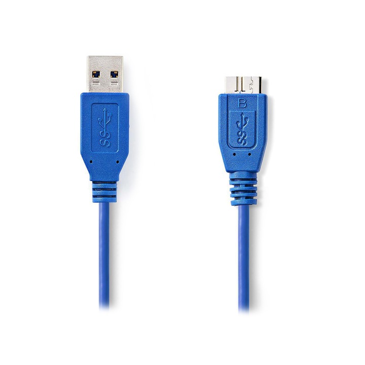 Nedis (CCGP61500BU05) USB 3.0 A - Mikro USB B kábel 0,5 m, kék
