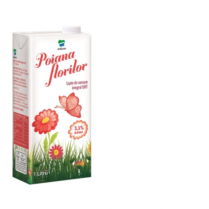 Lapte Poiana Florilor UHT, integral , 3,5% grasime, 1L