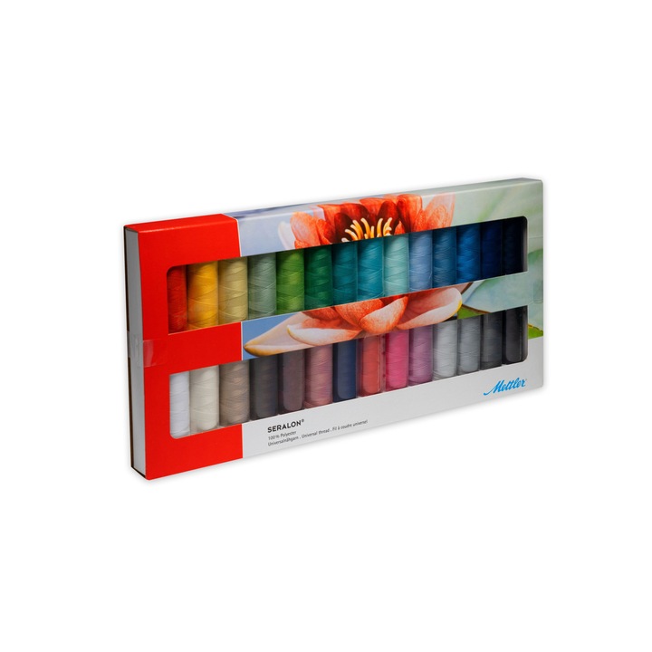 Set ata de cusut, combinatie de 28 culori populare, SERALON® Mettler
