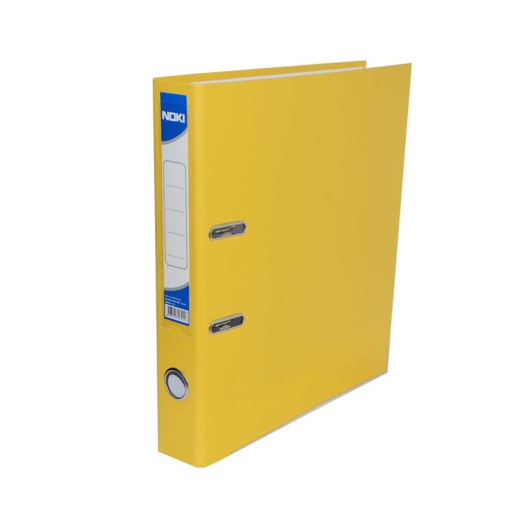 Biblioraft carton plastifiat cu margine metalica,buzunar plastic A4 5cm/7.5cm Noki, galben