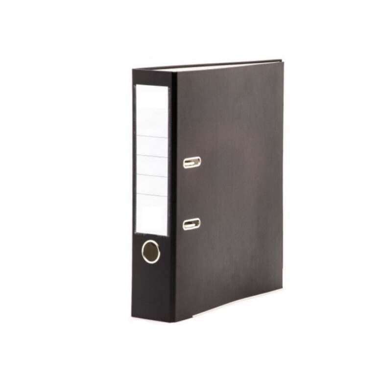 Biblioraft carton plastifiat cu margine metalica,buzunar plastic A4 5cm/7.5cm EVOffice, negru