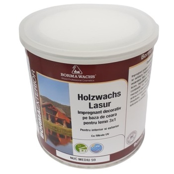 Impregnant decorativ pe baza de ceara pentru lemn, Borma Wachs, Holzwachs Lasur, Nuc Mediu, 750 ml Impregnant decorativ pe baza de ceara pentru lemn, Borma Wachs, Holzwachs Lasur, Nuc Mediu, 750 ml