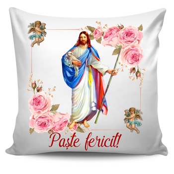 Perna personalizata cu text si tematica religioasa, Paste , 40x40 cm, Handmade Mihaela Perna personalizata cu text si tematica religioasa, Paste , 40x40 cm, Handmade Mihaela