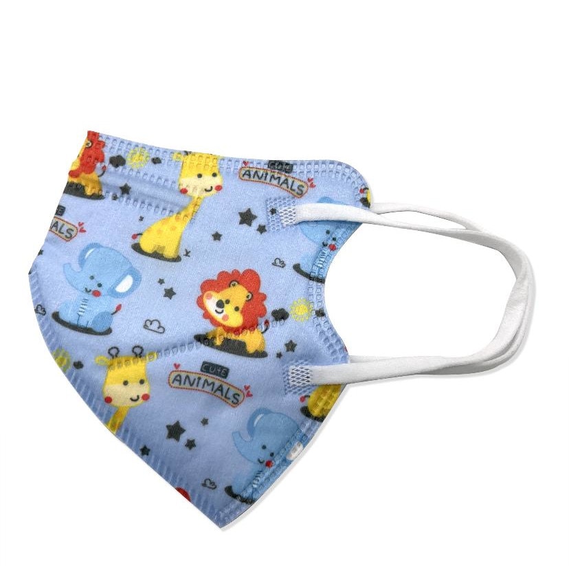 Set 10 buc Masti de protectie pentru copii, ambalate individual standard FFP2/KN95 din 5 straturi CE 0598, BFE>95, albastru