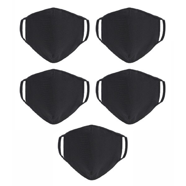 Set 5 masti de protectie textila din bumbac 100%, reutilizabila, Neo Cotton, Neagra