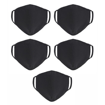 Set 5 masti de protectie textila din bumbac 100%, reutilizabila, Neo Cotton, Neagra Set 5 masti de protectie textila din bumbac 100%, reutilizabila, Neo Cotton, Neagra