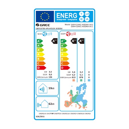Aparat de aer conditionat Gree Soyal GWH12AKC-K6DNA1A Inverter 12000 BTU, Clasa A+++, Detectie infrarosu, Pre-incalzire inteligenta, Functia Anti-inghet, Auto-diagnoza, WiFI, Display LED