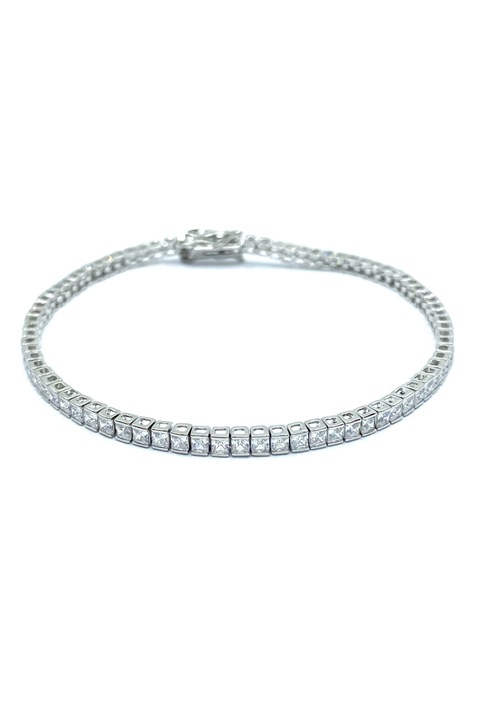 Bratara tennis unisex, Agavi, argint 925, cu zirconiu, alb/argintiu, 18.5 cm