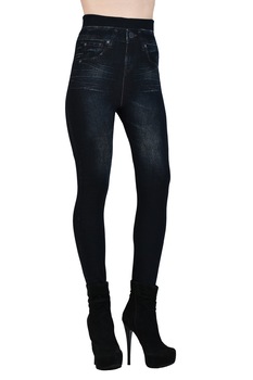 Colanti Blugi Modelatori Vatuiti B309W, Negru Colanti Blugi Modelatori Vatuiti B309W, Negru