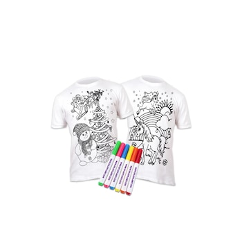 Set doua tricouri de colorat, Unicorn si Om de zapada Set doua tricouri de colorat, Unicorn si Om de zapada