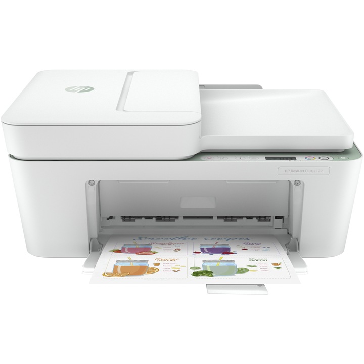 Мултифункционално мастиленоструйно цветно устройство HP DeskJet Plus 4122e All-in-One, Wireless, A4, Mint Green, HP+ съвместим, Instant Ink