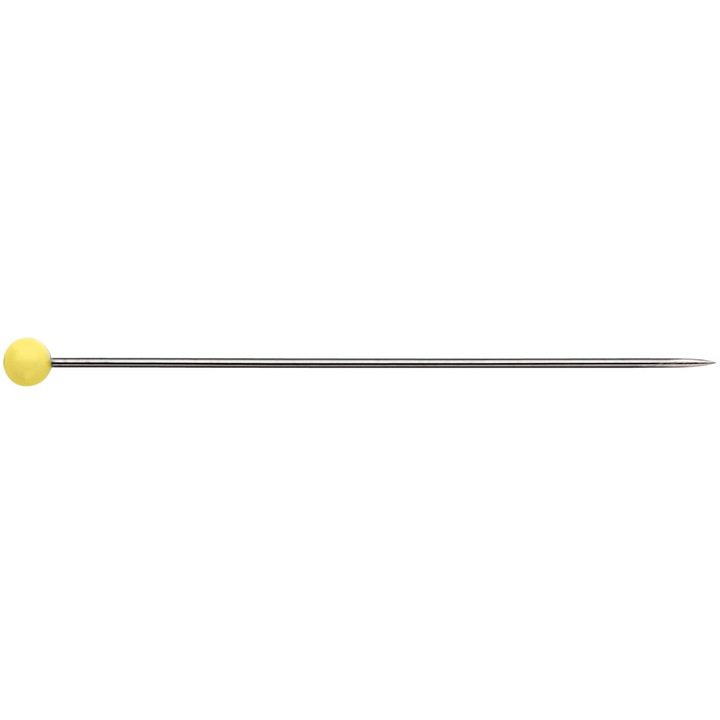 Gamalie tűk, sárga üvegfejjel, 43 mm hosszú, Prym