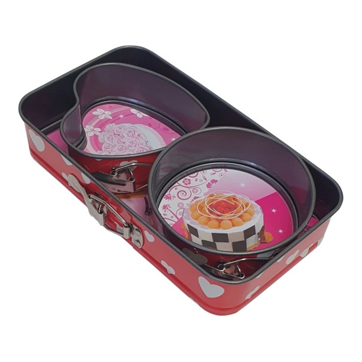 Set 3 forme de copt cu fund detasabil, 24x14x4,5cm, 12x4cm, 12x11x4cm