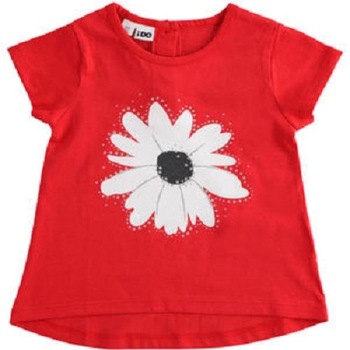 Tricou fete Ido rosu cu floare alba 4 ani Tricou fete Ido rosu cu floare alba 4 ani