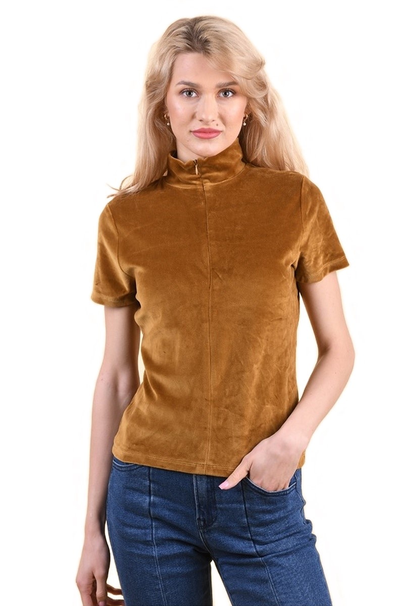 Tricou dama catifelat Gold, Auriu, Object, Marimea M 38 EU