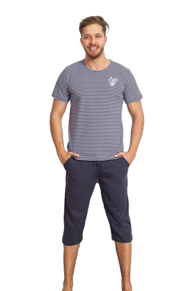 Pijamale barbati, Gazzaz by Vienetta, model The Bull, dungi, buzunare