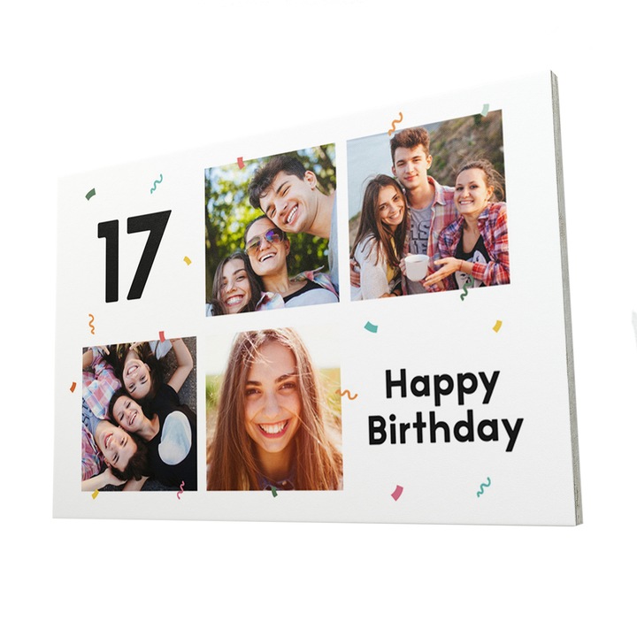 Персонализирана картина на канава "Колаж от снимки и съобщения", размер 500x700 мм, пейзажна ориентация