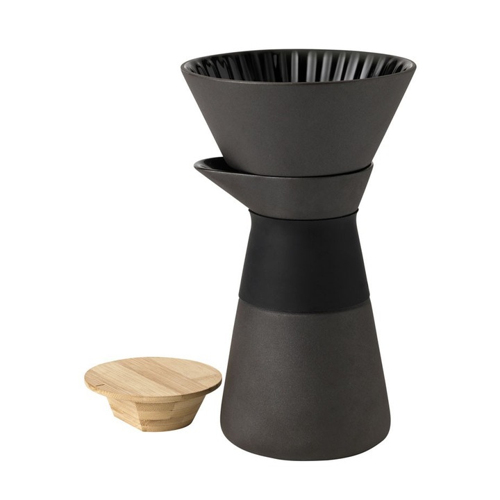 Aparat manual de cafea, Stelton Nordic Theo Slow, negru, 0.6 l