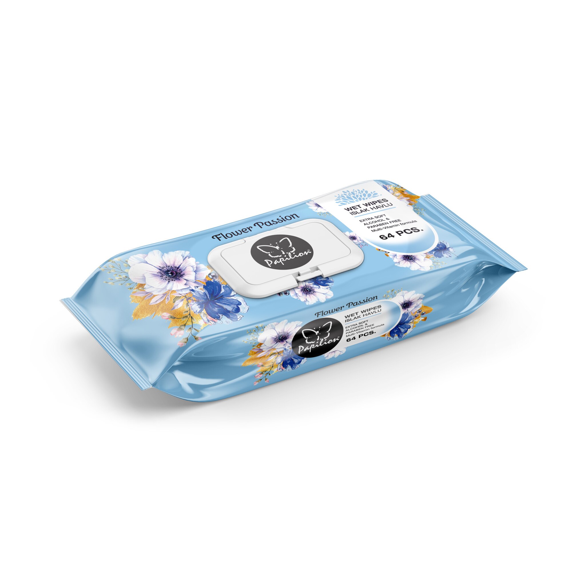 Servetele Umede Papilion Flower Passion Blue, 64 buc