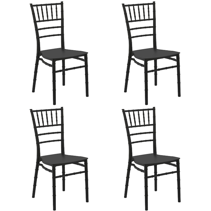 Set 4 scaune evenimente Kring, interior/exterior, PP, Negru