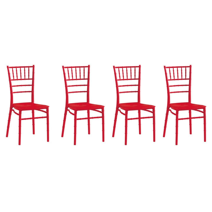 Set 4 scaune evenimente Kring, interior/exterior, HORECA, PP, Rosu