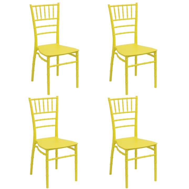 Комплект 4 стола за събития Kring, Интериор/Екстериор, HORECA, PP, Жълт
