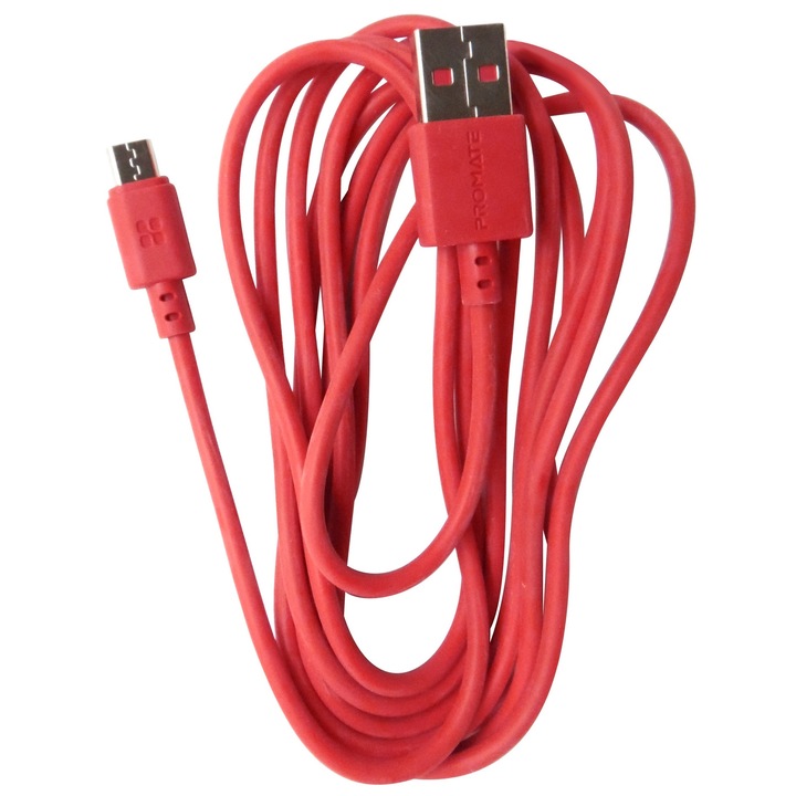 Cablu date si incarcare Promate MicroCord-2 USB A la microUSB rosu, 2 m lungime