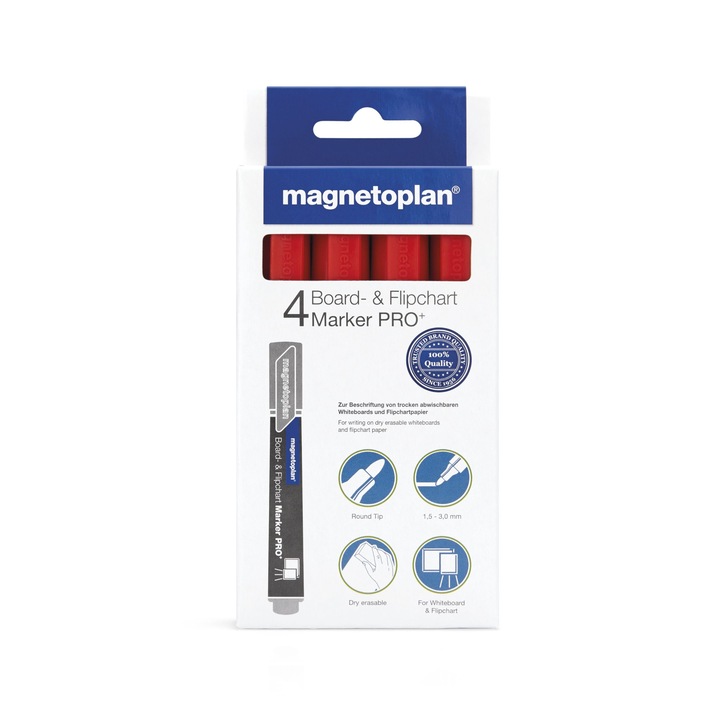 Комплект маркери за бяла дъска MAGNETOPLAN червен 4 бр