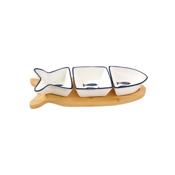 Set servire aperitive 4 piese, portelan, 28 x 10 cm  Set servire aperitive 4 piese, portelan, 28 x 10 cm