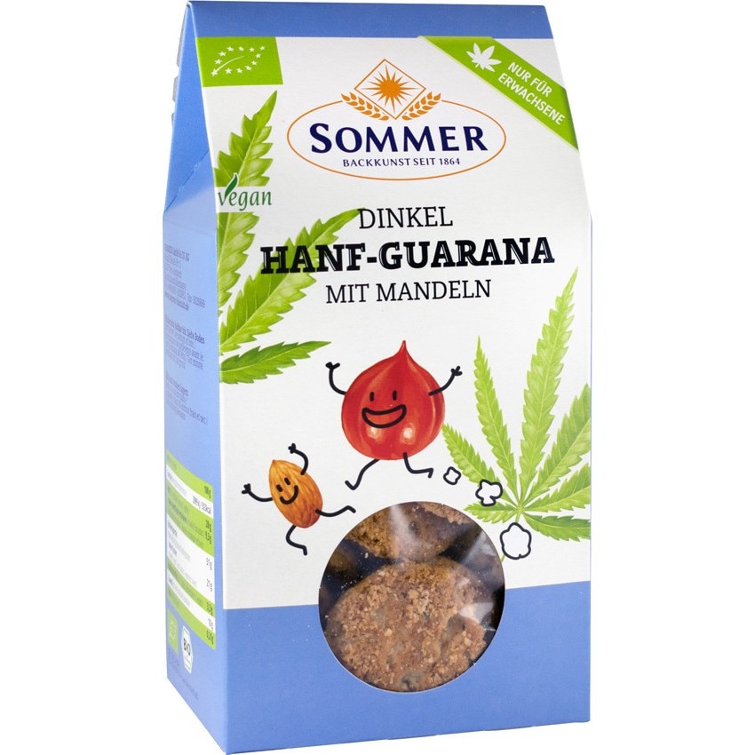 Biscuiti cu canepa si guarana, bio, Sommer, 150g