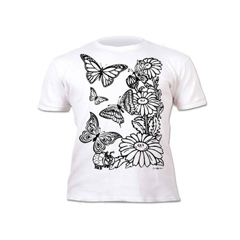 Tricou Coloreaza-Poarta-Spala-Repeta, model Fluturi, 3-4 ani Tricou Coloreaza-Poarta-Spala-Repeta, model Fluturi, 3-4 ani