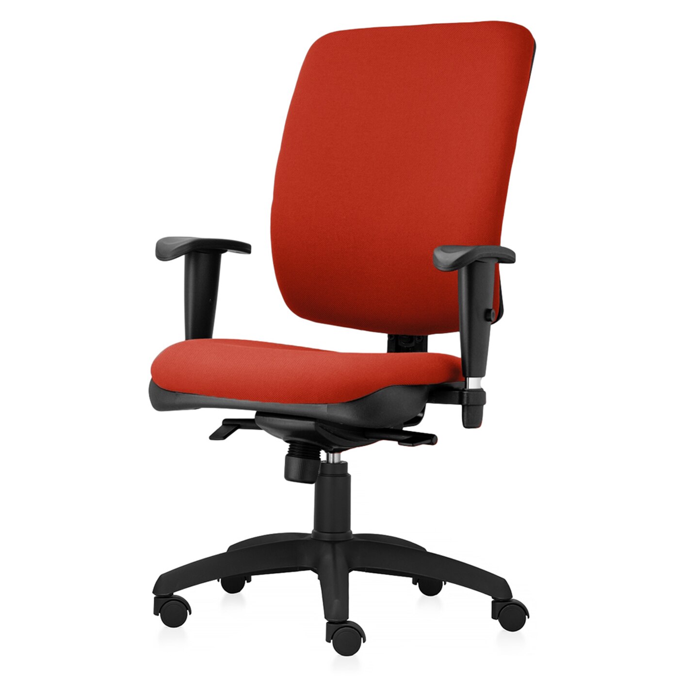 Scaun ergonomic de birou TRAFFIC CHAIRS PENTA, tapiterie sezut si spatar textil, PORTOCALIU INCHIS, spatar reglabil pe inaltime, brate reglabile cromate, mecanism multiblock